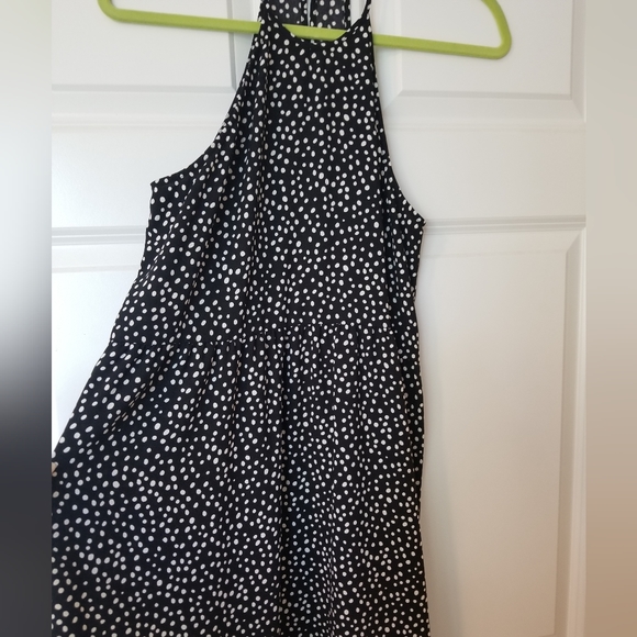 Midi length black with white dots halter dress - Picture 4 of 4